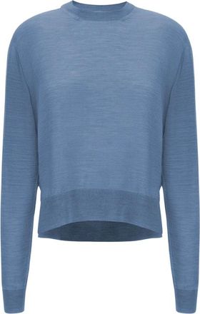 Jil Sander Trui met ronde hals - Dames - Ronde hals truien - Blauw - M - Wol - Truien & Vesten