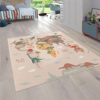 Paco Home Paco Home - Alfombras Infantiles Juego Pelo Corto Habitaci&oacute;n Coloridas En Diferentes Dise&ntilde;os 200 Cm Cuadrado, Beige 2