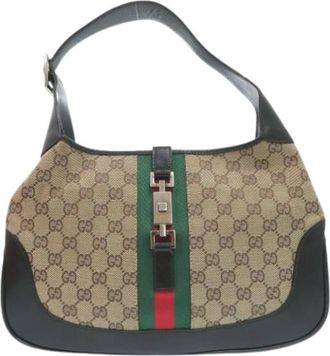 Gucci Pre-owned Shoulder Bags, female, Beige, Size: ONE SIZE Pre-owned Canvas Shoulder Bag