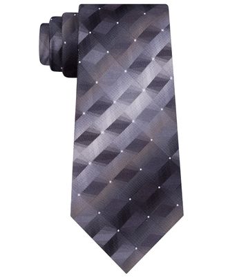 Van Heusen Mens 3-D Geometric Tonal Silk Tie Black Size Regular