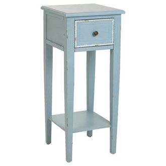 Wanderlust Deco Mesita de madera de 1 cajon azul