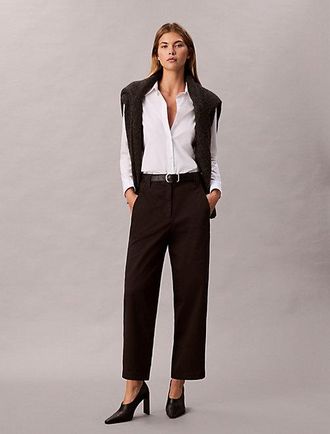 Calvin Klein Katoenen stretch-twill broek met wijde pijpen