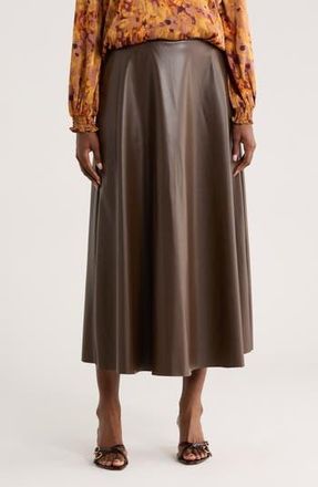 Patrizia Luca Faux Leather Midi Skirt in Brown at Nordstrom Rack, Size X-Small