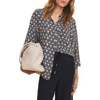 Mint Velvet Geometric Print Resort Shirt in Blue at Nordstrom, Size X-Small