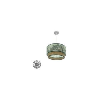 Fabrilamp Lampada de soffitto a sospensione Congo 40d 1xe27 Bianco/verde-naturale - Fabrilamp