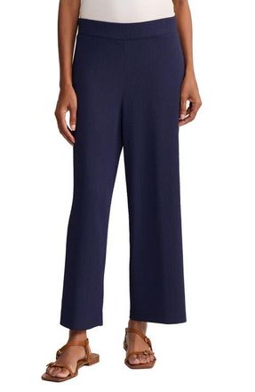 Jones New York Crinkled High Waist Crop Wide Legs Pants in Pacific Navy at Nordstrom, Size X-Small