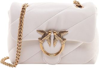 Pinko Matelassé Leather Shoulder Bag With Iconic Love Birds Buckle-Donna