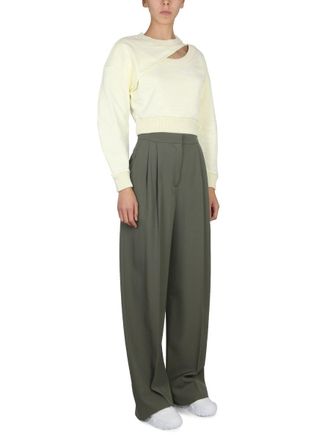 Alexander McQueen Cropped Cotton Sweatshirt - Ivory