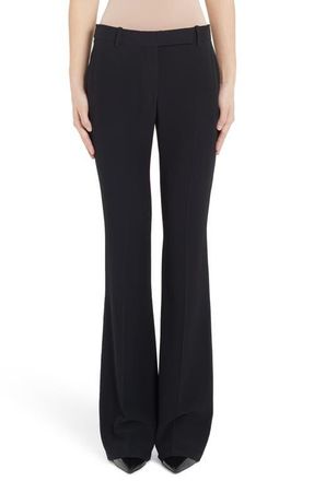 Alexander McQueen Alexander McQueen Leaf Crepe Slim Bootcut Pants in Black at Nordstrom, Size 10 Us