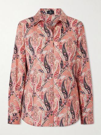 Etro Camicia In Popeline Di Misto Cotone Con Stampa Paisley - Rosa