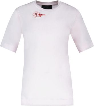 Simone Rocha Womens Cotton Embroidered T-Shirt Pink