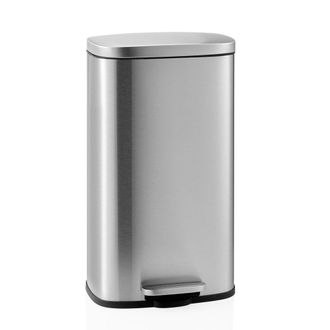 hjh OFFICE Cubo de basura de acero de 30 litros plateado