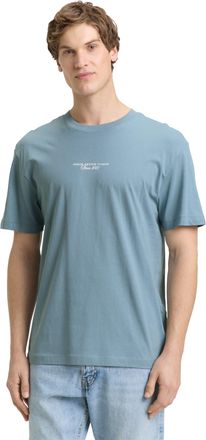 Tom Tailor Denim T-Shirt TOM TAILOR DENIM, Herren, Gr. XXL, citadel blau, Single Jersey, Obermaterial: 100% Baumwolle, bedruckt, relaxed fit normal, Rundhals, gerader 