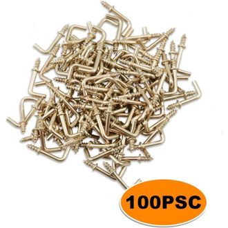 OEM 27 X 10 Mm, Confezione Da 100 Ganci A Vite Ad Angolo Retto, Ganci A Vite Quadrati A L, Accessori Di Fissaggio Con Scatola Portaoggetti Per Casa, Uffic