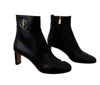 Jimmy Choo London Black Leather Minori 65 JC Ankle Boots Size 36.5