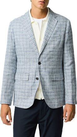 Rodd & Gunn Charterhouse Sports Fit Plaid Linen Sport Coat in Indigo at Nordstrom, Size Xxx-Large