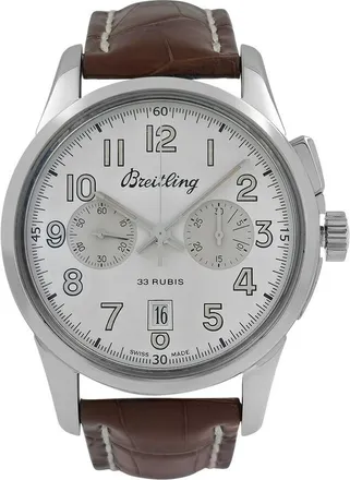 Breitling Pre-owned Breitling TransOcean Chronograph Automatic Chronometer Silver Dial Mens Watch AB1411