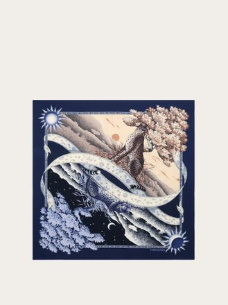 Ferragamo Women Day & Night print silk foulard Blue