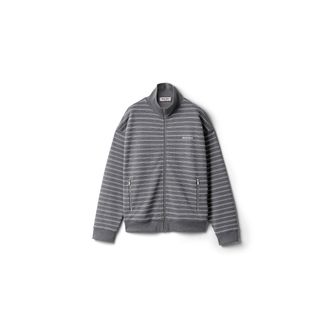 Miu Miu Striped Cotton Fleece Jacket, Woman, Gray/white, Size XXL