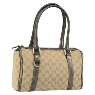 Gucci Abbey Boston Bag Gg Canvas Beige Canvas Handbag (Pre-Owned)