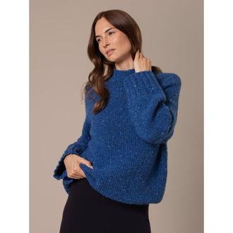Celtic & Co. Kilcarra Tweed Funnel Nk Sweater in Lapis at Nordstrom, Size X-Large