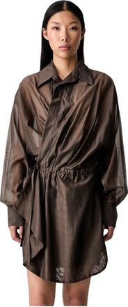 Vicolo Wrap Shirt Dress - Dames - Wikkelkleedje - Bruin - S - Polyester - Kleedjes