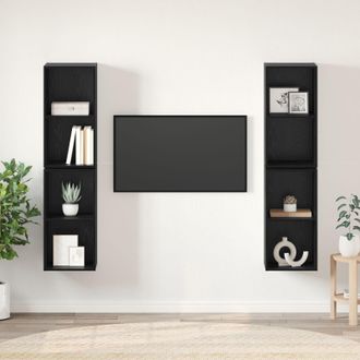 Berkfield Home Wall TV Cabinet 4 pcs Black oak 37 x 37 x 72 cm Engineered wood