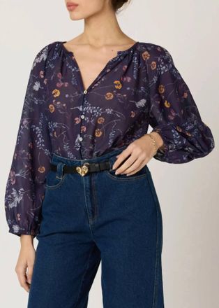 Cleobella Catherine Button-Front Blouse In Purple