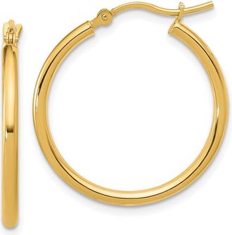 Diamond2Deal 14K Yellow Gold 2x25mm Polished Hoop Earrings