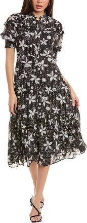Gracia Floral Print Flounce Midi Dress