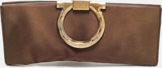 Ferragamo Musa Gancini Brown Satin Clutch