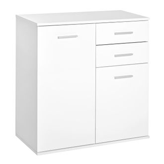 HOMCOM Mueble Auxiliar De Sal&oacute;n Aparador Estrecho Con Puertas Y Cajones 71x35x76cm Blanco