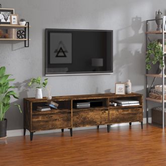vidaXL Vidaxl - Mueble De Tv Madera Contrachapada Roble Ahumado 150x30x44,5 Cm