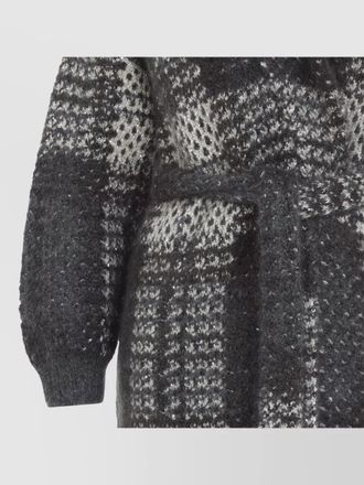 Brunello Cucinelli mohair macrocheck belted oversized coat