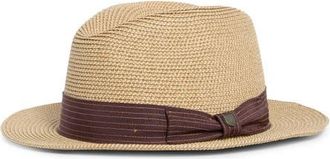 Brixton Roma Packable Straw Fedora in Multi Brown/chocolate at Nordstrom, Size Large/x-Large