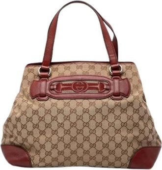 Gucci Pre-owned Tote Bags, female, Brown, Size: ONE SIZE Pre-owned The Dressage Tote Bag