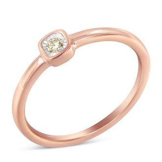 House of Brilliance 14K Rose Gold Plated Sterling Silver Square Diamond Accent Miracle-Set Promise Ring in Rose Gold Over Silver at Nordstrom, Size 6