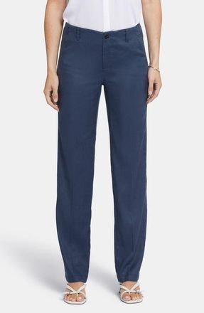 NYDJ Marilyn Linen Blend Trousers in Oxford Navy at Nordstrom, Size 12P