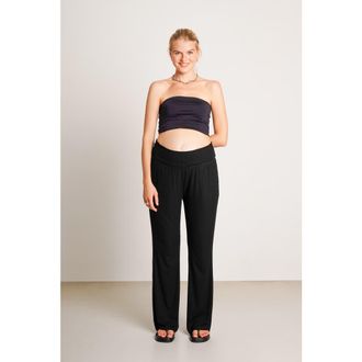 Nom Maternity Super Soft Rib Maternity Pants in Black at Nordstrom, Size X-Large