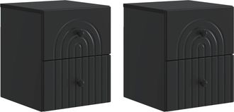 vidaXL Mesita De Noche De Pared 2 Uds. Negro 33 X 34,5 X 40 Cm Vidaxl