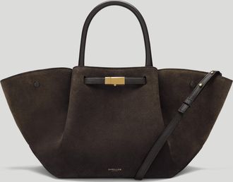DeMellier The Midi New York in Dark Chocolate Suede & Dark Chocolate Smooth Leather Shoulder bag