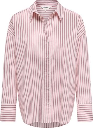 Only Hemdbluse ONLY ONLOREGON ALVA LS REG SHIRT NOOS WVN, Damen, Gr. M, fuchsia pink stripes:bordeaux, wei&szlig;, Web, Obermaterial: 65% Polyester, 35% Baumwoll