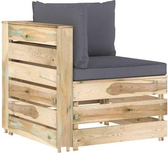 vidaXL Sof&aacute; De Esquina Seccional Con Cojines Madera Impregnada Verde Vidaxl