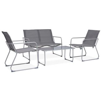 Berkfield Home 4 Piece Garden Lounge Set Fabric & Steel Grey