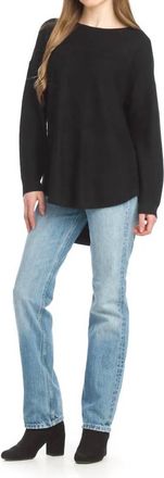Papillon Wool Blend Shirt Hem Sweater In Black