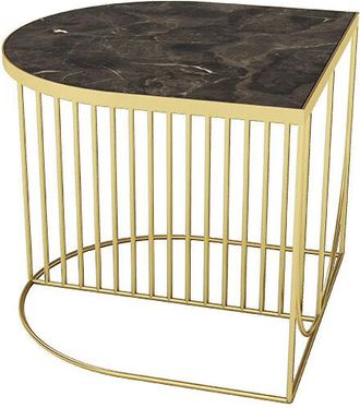 AYTM Marmor Design Beistelltisch Sino 50 x 50 cm - Braun/Gold