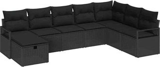 vidaXL Conjunto De Sof&aacute; De Jard&iacute;n 8 Pcs Negro 287 X 177 X 85 Cm Vidaxl