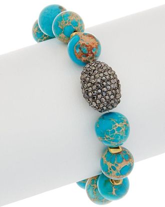 Rachel Reinhardt Jewelry Turquoise & Crystal Stretch Bracelet
