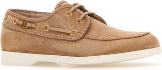 Valentino Garavani Womens Shoe Boat Beige Suede Flats