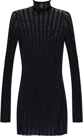 The Attico semi-sheer roll-neck dress - women - Alpaca Wool/Polyamide/Viscose - 40 - Black